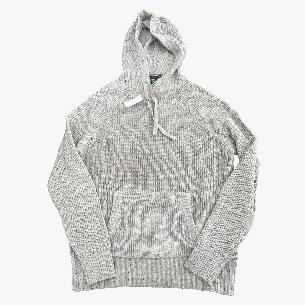 New American Eagle Men's Knit Hoodie Sweater Gray Front Pocket Pullover SZ Small